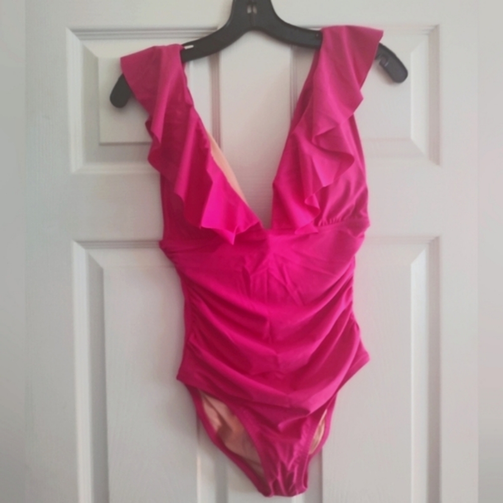 J Crew Fuchia Pink Ruffled One-Piece Swimsuit Various Sizes